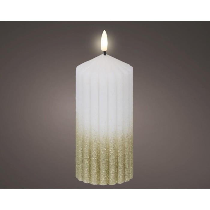 CANDELA LED CILINDRO BIANCO ORO H.15 D.7